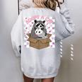 Possum Racoon Adopt A Cat Team Trash Opossums Raccoons Small Women's Oversized Sweatshirt Back Print Sport Grey