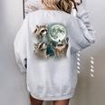 Raccoon 3 Racoons Howling At Moon Weird Cursed Women's Oversized Sweatshirt Back Print Sport Grey