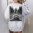 Raccoon & Bigfoot Women's Sweatshirt - Cute Oversized Back Print Sport Grey