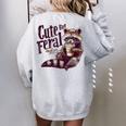 Raccoon Coffee Lover Women's Sweatshirt - Vintage & Oversized Sport Grey