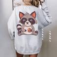 Raccoon Cookie Treat Women's Oversized Sweatshirt - Fun Back Print Sport Grey