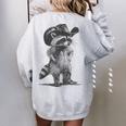 Raccoon Cowboy Graphic Sweatshirt - Oversized Back Print for Men & Women Sport Grey