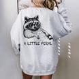 Raccoon Moon Trash Panda Women's Oversized Sweatshirt - Cozy Back Print Sport Grey