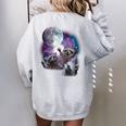 Raccoon Moonlit Howl Women's Oversized Sweatshirt | Back Print Style Sport Grey