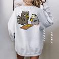 Raccoon Opossum Eating Pizza Street Cats Men Women Kid Women's Oversized Sweatshirt Back Print Sport Grey