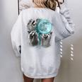 Raccoon Shirt 3 Racoons Howling At Moon Weird Cursed Women's Oversized Sweatshirt Back Print Sport Grey