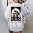 Raccoon Tarot Card The Lovers Raccoon Women's Oversized Sweatshirt Back Print Sport Grey
