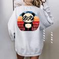 Retro Panda In Sunglasses BBQ Pool Party Panda Women's Oversized Sweatshirt Back Print Sport Grey