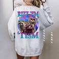 Retro Raccoon Meme Women's Oversized Sweatshirt | Fun Back Print Sport Grey