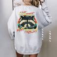 Retro Trash Panda Raccoon Women's Oversized Sweatshirt - Fun Back Print Sport Grey