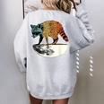 Retro Trashpanda On The Half Moon Vintage Raccoon Women's Oversized Sweatshirt Back Print Sport Grey