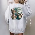 Three Possum Moon Meme Women's Oversized Sweatshirt – Fun & Unique Sport Grey