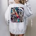 Three Raccoon Moon Women’s Sweatshirt - Oversized & Cozy - Meme Back Print Sport Grey