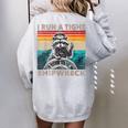 Vintage Raccoon Captain Oversized Sweatshirt - Women's Nautical Back Print Sport Grey