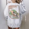 Women's Dream Big Raccoon Oversized Sweatshirt - Fun Back Print Sport Grey