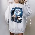 Women's Oversized Sweatshirt - Animal Howling Meme - Cozy Design Sport Grey