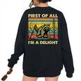 Angry Raccoon Women's Oversized Sweatshirt - Retro Back Print Style Black