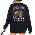 Autistic Raccoon Meme Oversized Sweatshirt for Women Black