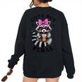 Colorful Raccoon Oversized Sweatshirt - Small Women's Back Print Black