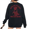 Cowboy Raccoon Women's Oversized Sweatshirt - Western Back Print Black