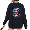 Cute Feral Raccoon Oversized Sweatshirt for Women - Summer Humor Black