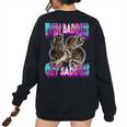 Even Baddies Get Saddies Raccoon Meme Women's Sweatshirt - Oversized Black