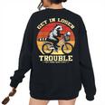 Get In Loser Raccoon Opossum Back Print Oversized Women’s Sweatshirt Black