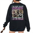 I'm Not Part Of The Problem Raccoon Meme Bootleg Women's Oversized Sweatshirt Back Print Black