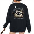 It's Called Trash Can Not Trash Cannot Funny Racoon Women's Oversized Sweatshirt Back Print Black