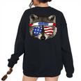 Patriotic Raccoon Back Print T-Shirt | Women's July 4th Tee Black