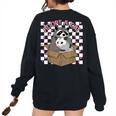 Possum Racoon Adopt A Cat Team Trash Opossums Raccoons Small Women's Oversized Sweatshirt Back Print Black