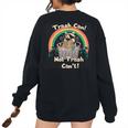 Raccoon Back Print Oversized Sweatshirt for Women - Humorous Casual Wear Black