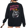 Raccoon Back Print Women's Oversized Sweatshirt | Cozy & Unique Black