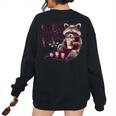 Raccoon Coffee Lover Vintage Sweatshirt - Women's Oversized Back Print Black