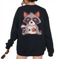 Raccoon Cookie Lover Women's Oversized Sweatshirt | Casual Fun Black