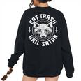 Raccoon Eat Trash Hail Satan Gothic Racoon Women's Oversized Sweatshirt Back Print Black