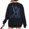 Raccoon Halloween Women's Oversized Sweatshirt - Stay Trashy Design Black