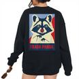 Raccoon Lover Oversized Women's Sweatshirt - Wildlife Cozy Back Print Black