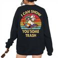 Raccoon Retro Women's Sweatshirt - Cozy Vintage Oversized Fit Black