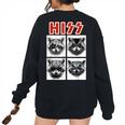 Raccoon Rock Band Concert Oversized Women's Sweatshirt - Back Print Black
