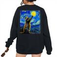 Raccoon Starry Night Sweatshirt - Women's Oversized Back Print Black