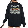 Raccoon With Sunglasses Retro Raccoon Animal Lover Women's Oversized Sweatshirt Back Print Black