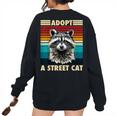 Raccoon Vintage Retro Racoon For Women Men Kid Women's Oversized Sweatshirt Back Print Black
