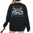 Raccoon Women's Oversized Sweatshirt - Cute Back Print Black