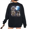 Raccoons Howling At The Moon Shirt Raccoon Women's Oversized Sweatshirt Back Print Black