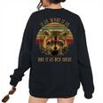 Racoon Trash Panda -Kids Cartoon Women's Oversized Sweatshirt Back Print Black