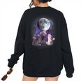 Rats Howling At The Moon Shirt Rat Women's Oversized Sweatshirt Back Print Black