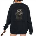 Retro 90s Raccoon Sweatshirt | Trash Panda Women's Oversized Back Print Black