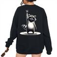 Retro Raccoon Rock Music Men Kids Women Raccoon Women's Oversized Sweatshirt Back Print Black
