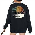 Retro Trashpanda On The Half Moon Vintage Raccoon Women's Oversized Sweatshirt Back Print Black